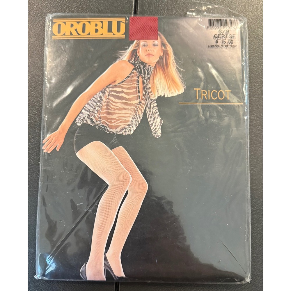 Oroblu S/M‎ Tricot Tights Cerise Pink Micro Fishnet Hosiery Made in Italy NEW
